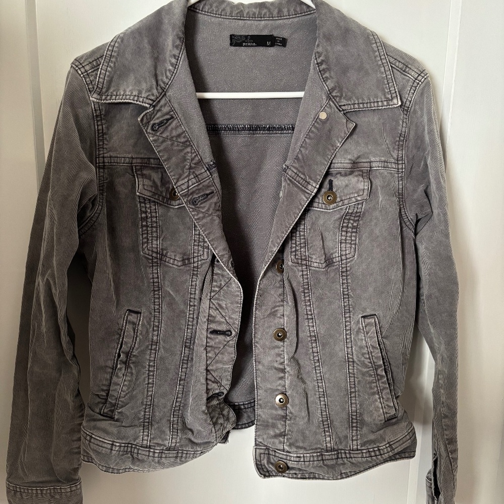 Prana grey corduroy jacket women’s size M